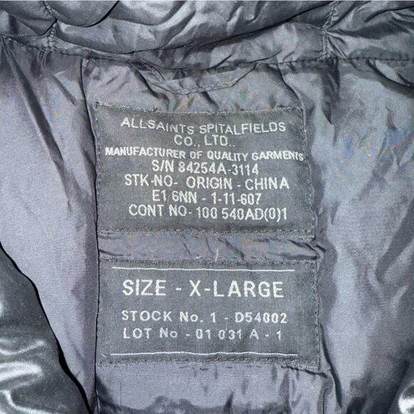 ALL SAINTS Spitalfields Men's Wool and Faux Leather Down Filled Parka Size XL - Picture 6 of 9